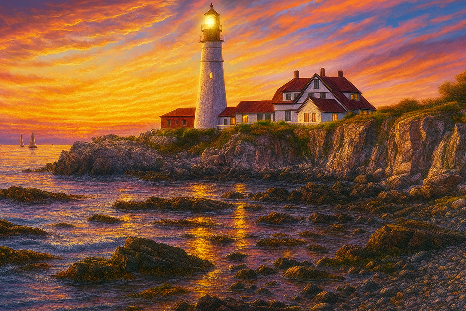 Portland Head Light Sunset