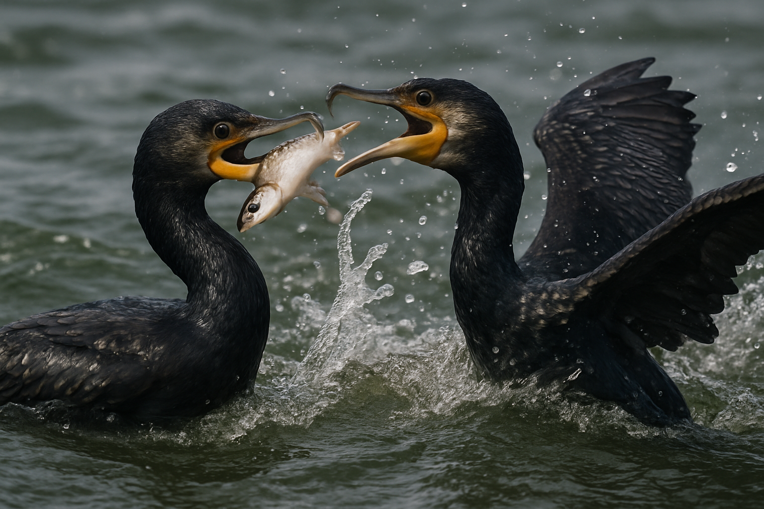 Cormorants-Feeding-Frenzy